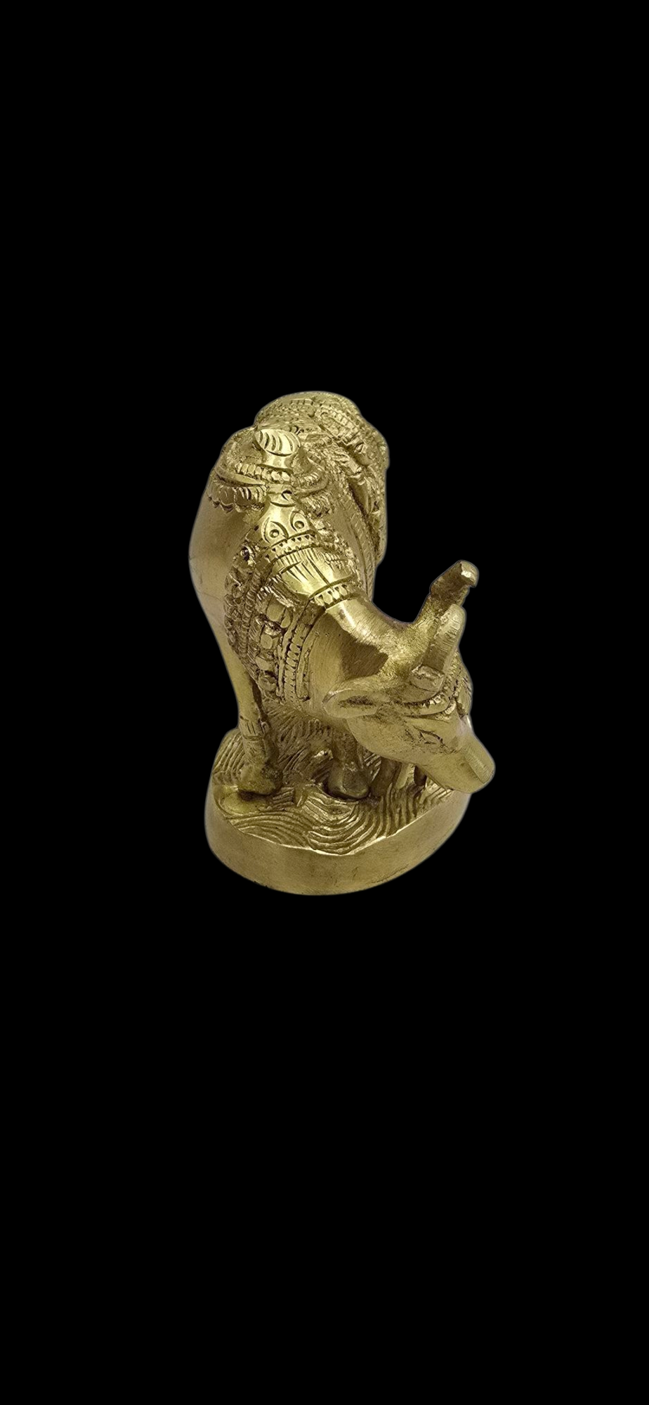 Kamdhenu Brass Metal Cow & Calf Carving Ganesh & laxmi