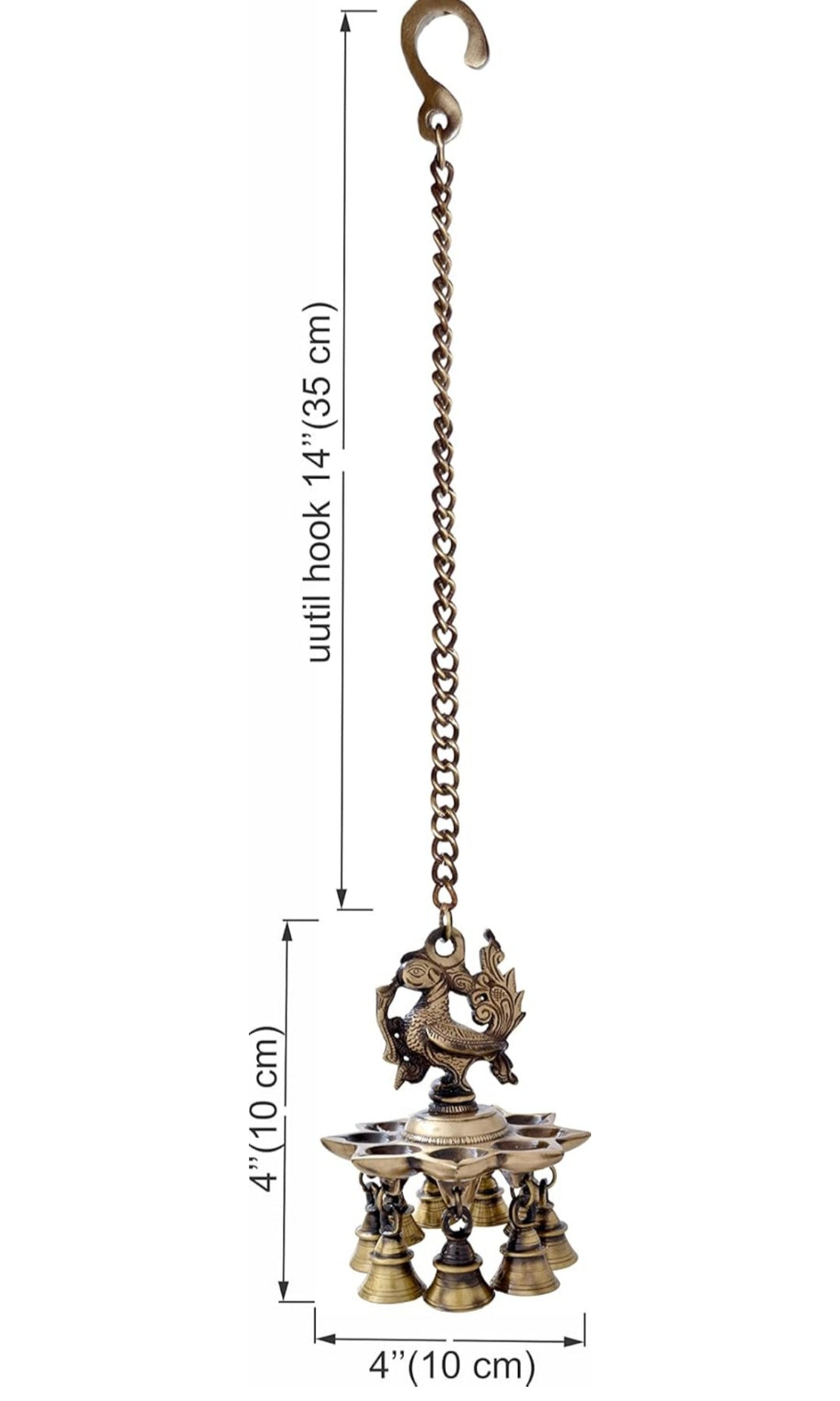 Peacock design Brass hanging Diya Lamp With Bells,Best Home Decoration Diya