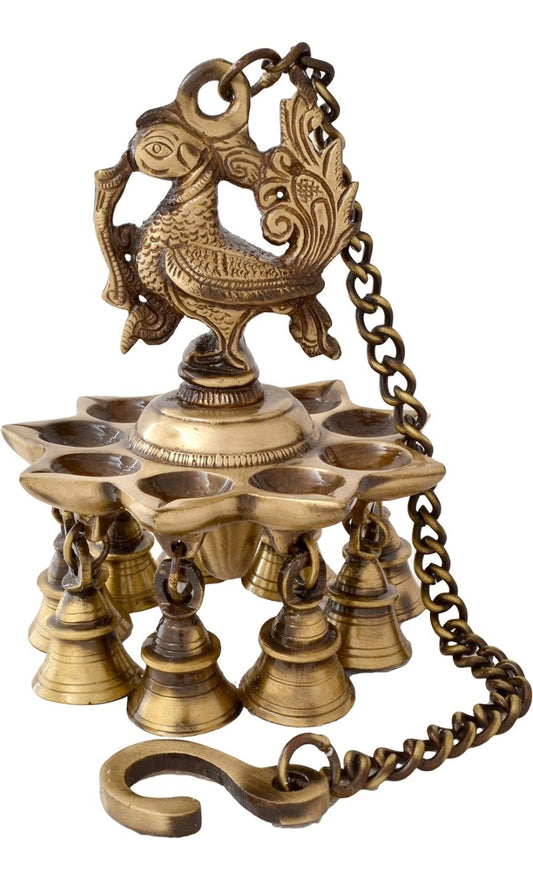 Peacock design Brass hanging Diya Lamp With Bells,Best Home Decoration Diya